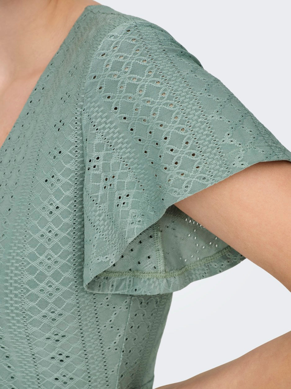 Onlsandra S/s V-neck Dress Jrs Noos - Olijf