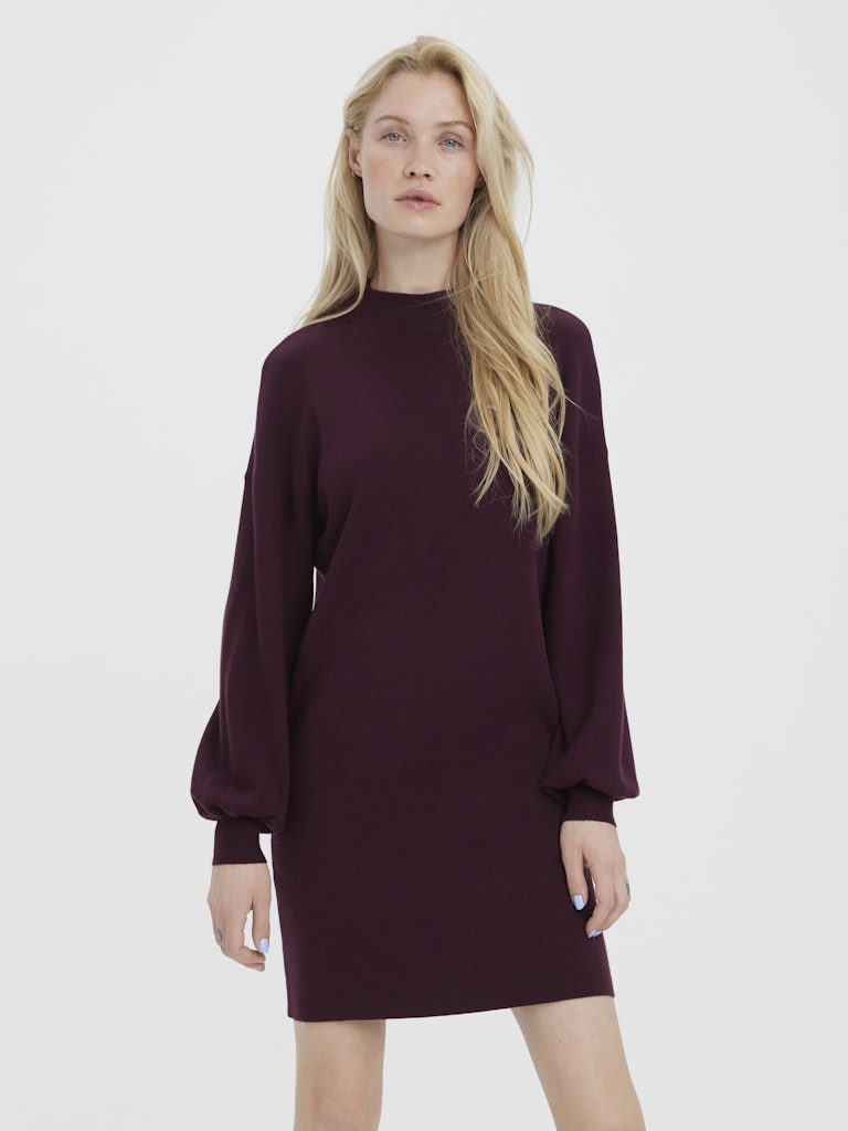 Vmnancy Ls Funnelneck Dress Noos - Bordeaux