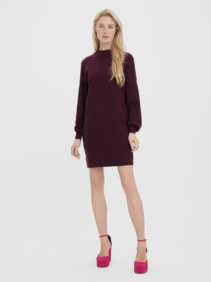 Vmnancy Ls Funnelneck Dress Noos - Bordeaux