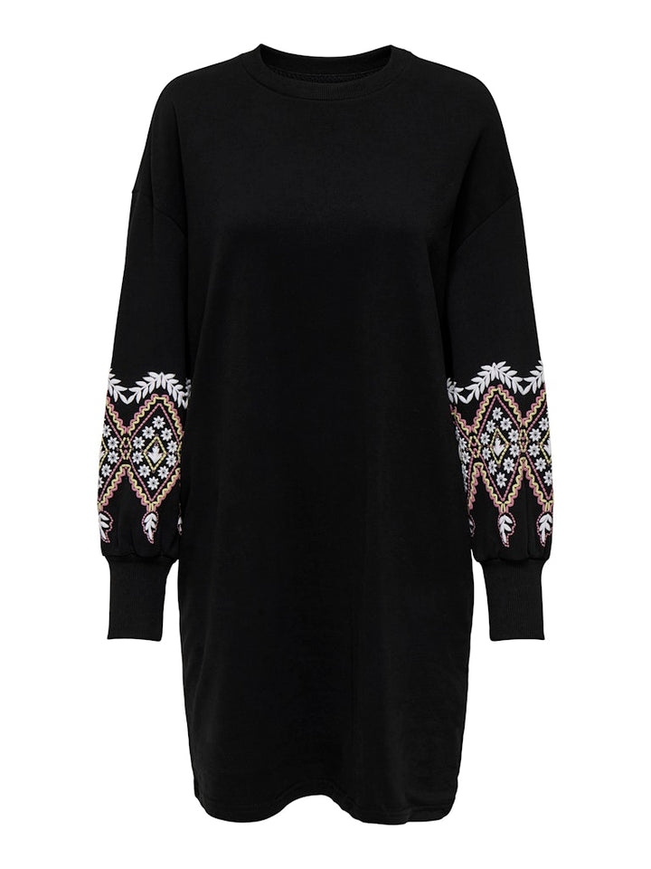 Onlbrooke Ls Short Dress Flower Swt Noos - Zwart