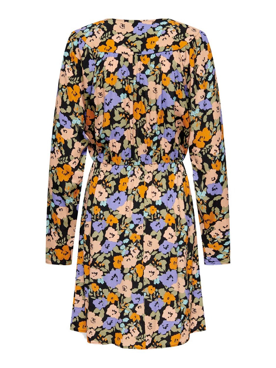 Jdycohen L/s Above Knee Wrap Dress - Zwart Dessin