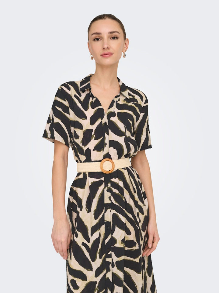 Jdyjasmine S/s Maxi Belt Dress Wvn - Zwart Dessin