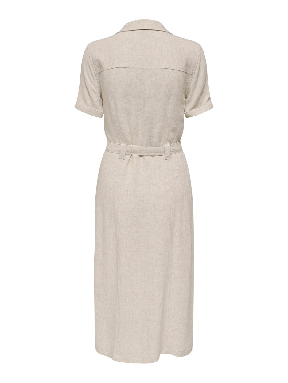 Onlsiesta Ss Linen Bl Shirt Dress P - Zand