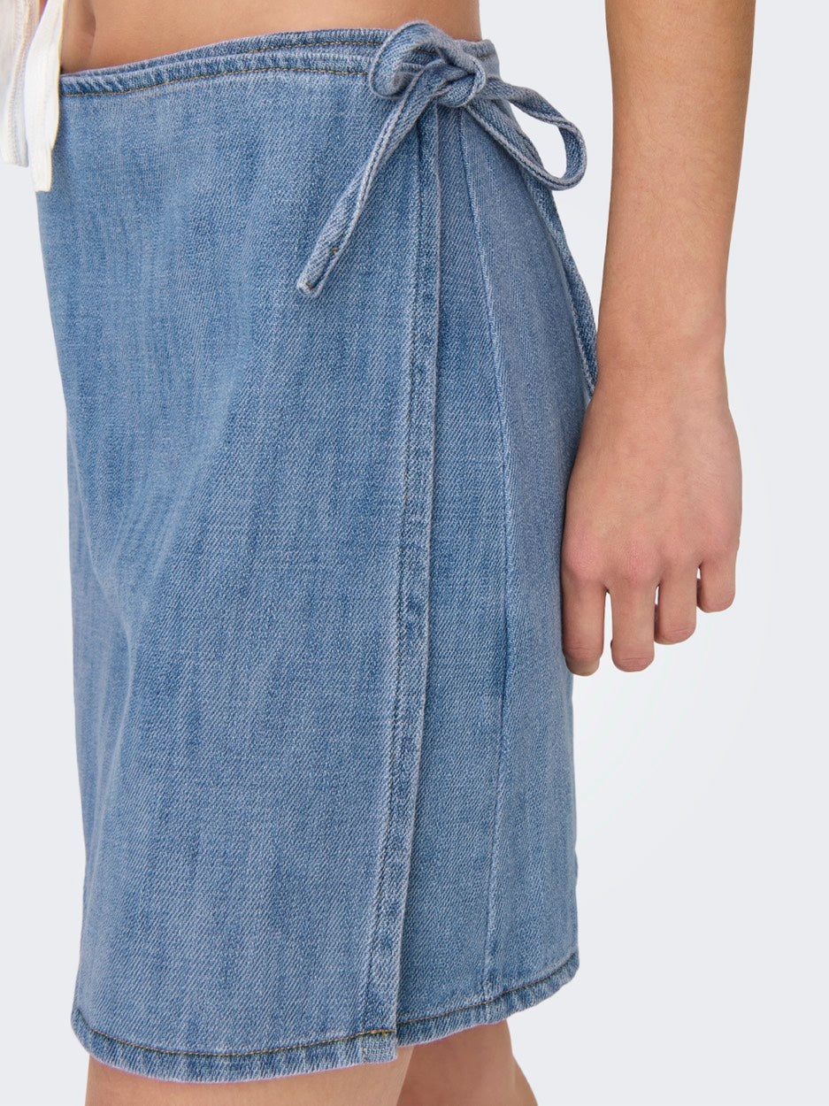 Onlnoelle Wrap Skirt Dnm Yor - Blue Denim