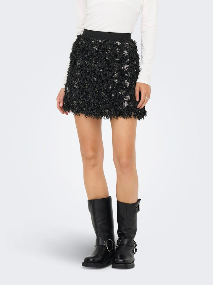 Onlpaola Short Feather Skirt Box Jrs - Zwart