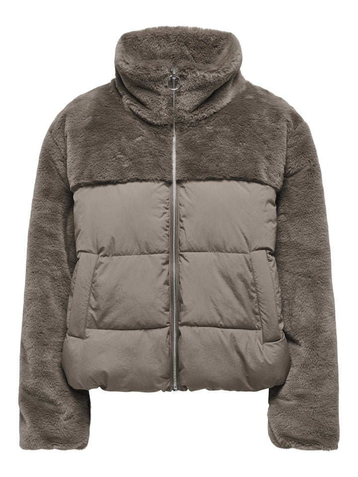 Onlwanja Fur Puffer Mix Jacket Noos Otw - Taupe