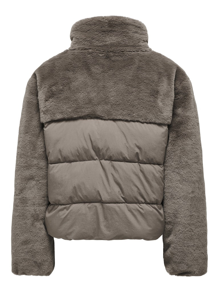 Onlwanja Fur Puffer Mix Jacket Noos Otw - Taupe