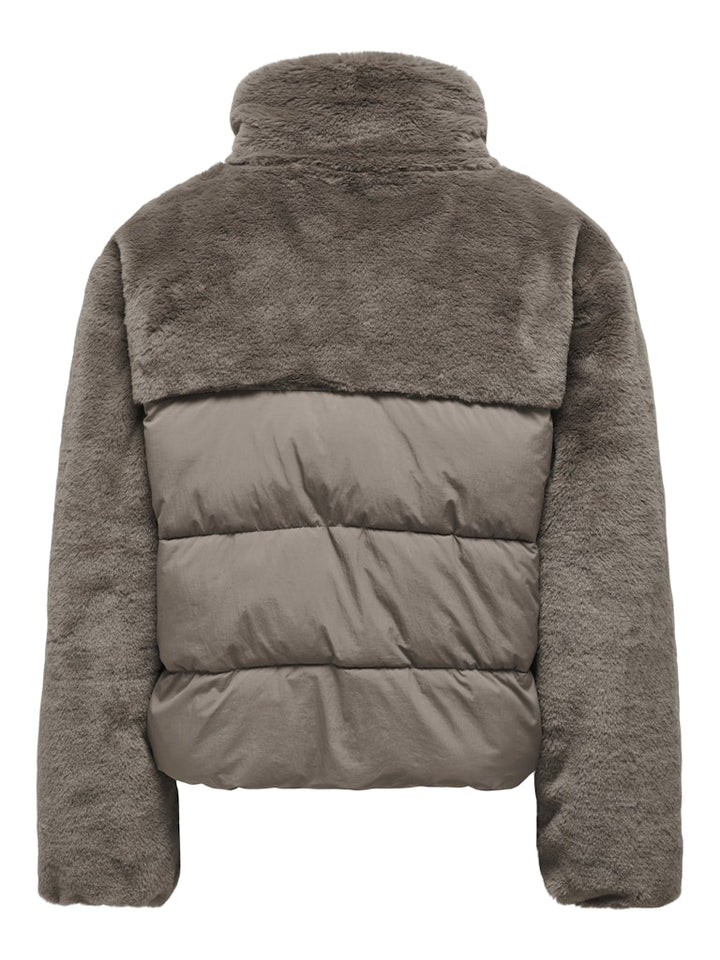 Onlwanja Fur Puffer Mix Jacket Noos Otw - Taupe