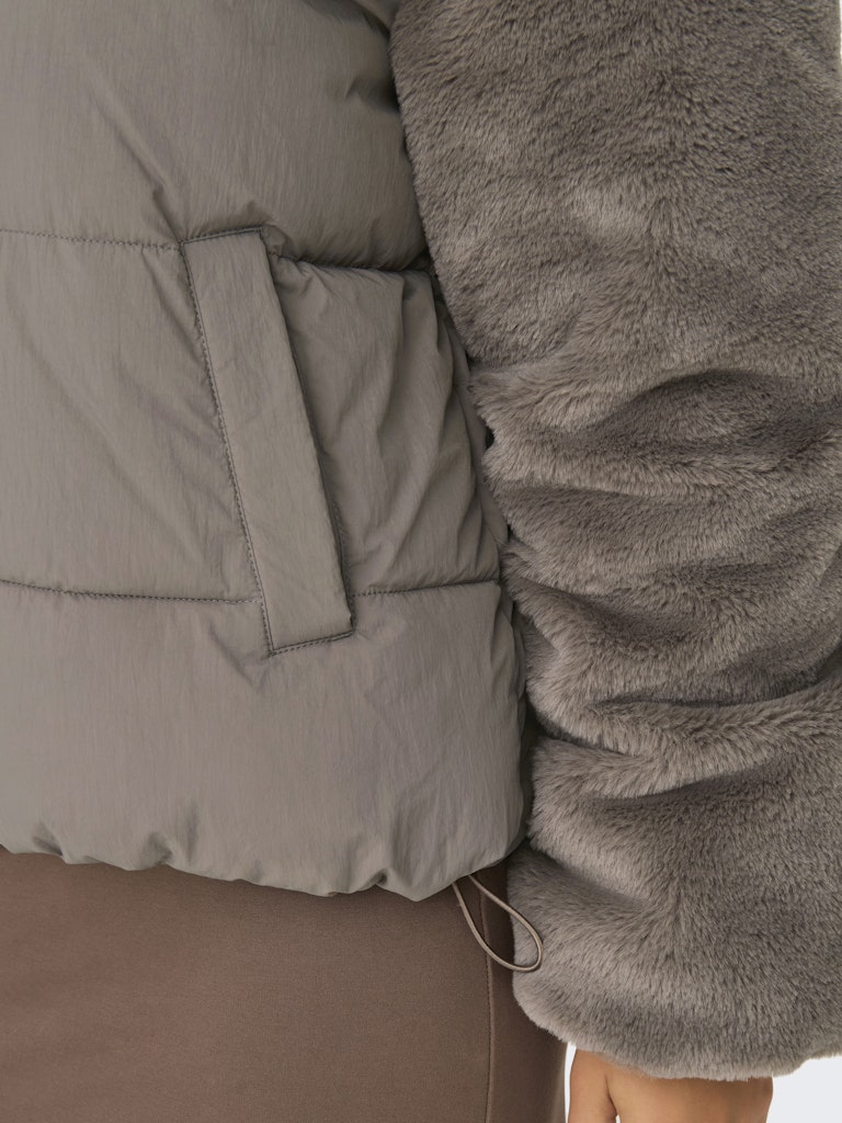 Onlwanja Fur Puffer Mix Jacket Noos Otw - Taupe