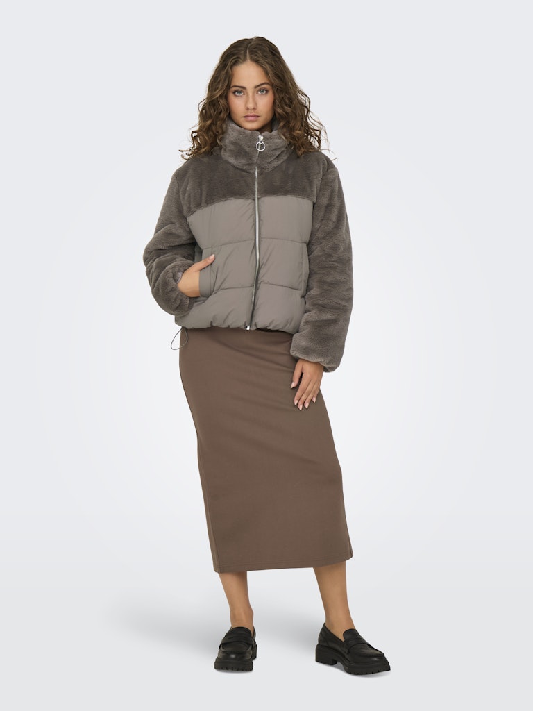 Onlwanja Fur Puffer Mix Jacket Noos Otw - Taupe