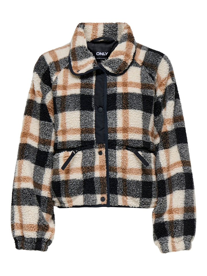 Onlcalista Life Check Teddy Jacket Otw - Bruin Dessin