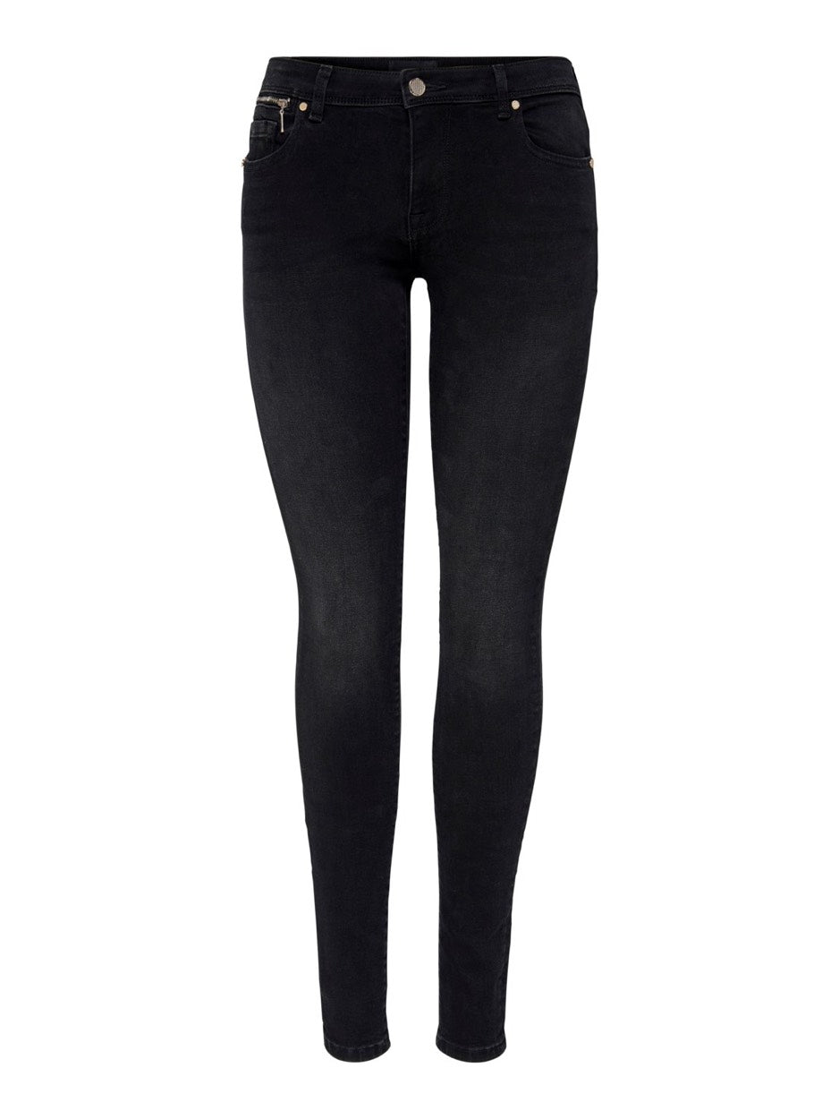 Onlisa4 Life Reg Skinny Zip Ana216 - Black Denim