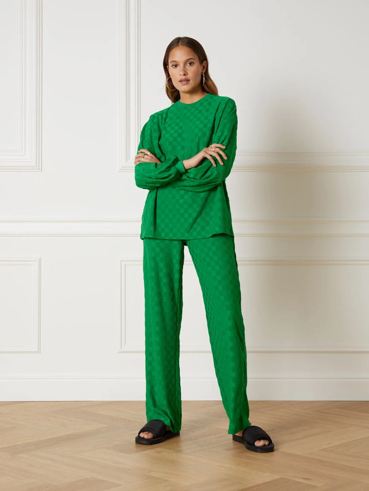 Ladies Knitted Wide Pants - Groen