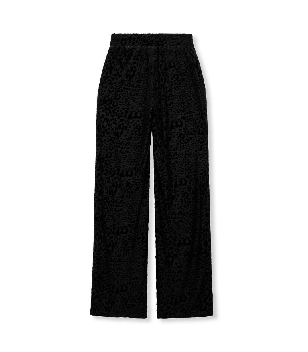 Ladies Woven Pants Leopard Velvet - Zwart