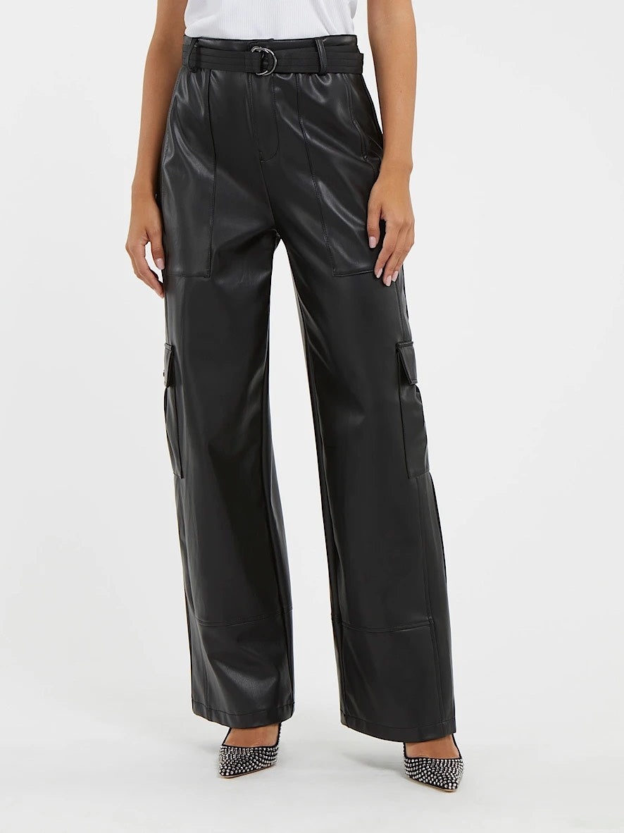 Pu Cargo Pant - Zwart