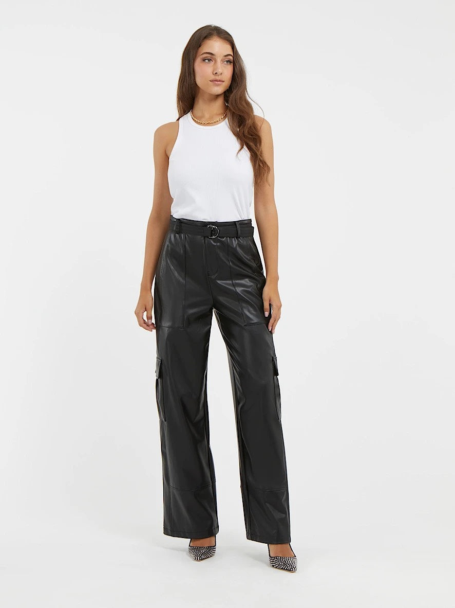 Pu Cargo Pant - Zwart