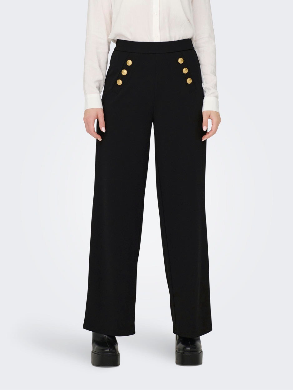Onlsania High Waist Button Pant Jrs - Zwart