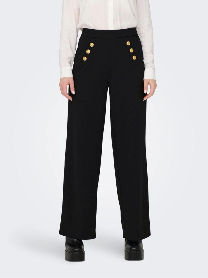 Onlsania High Waist Button Pant Jrs - Zwart