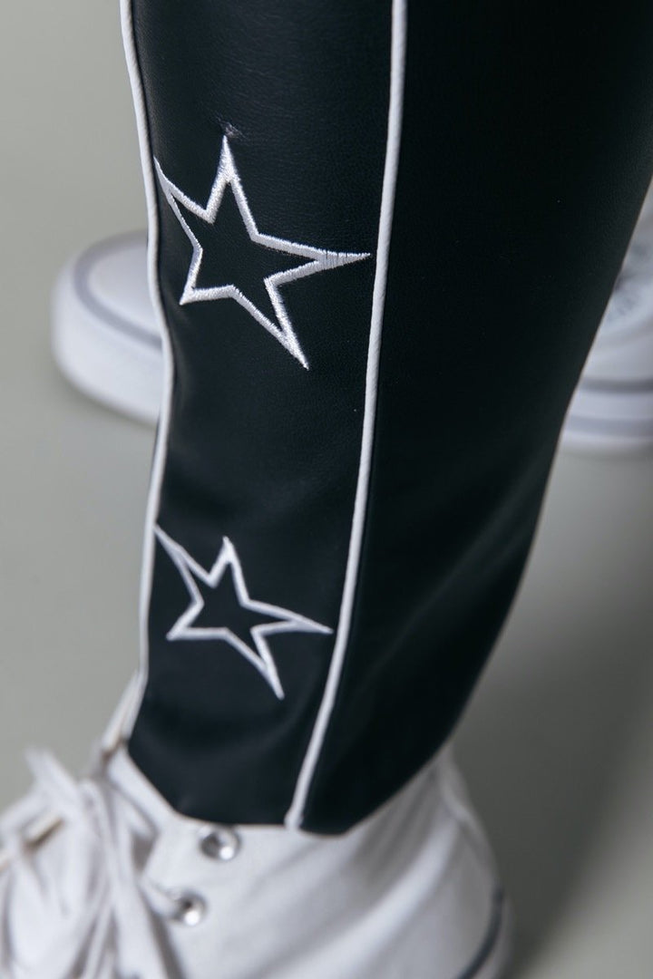 Chloe Faux Leather Star Pants - Zwart Dessin