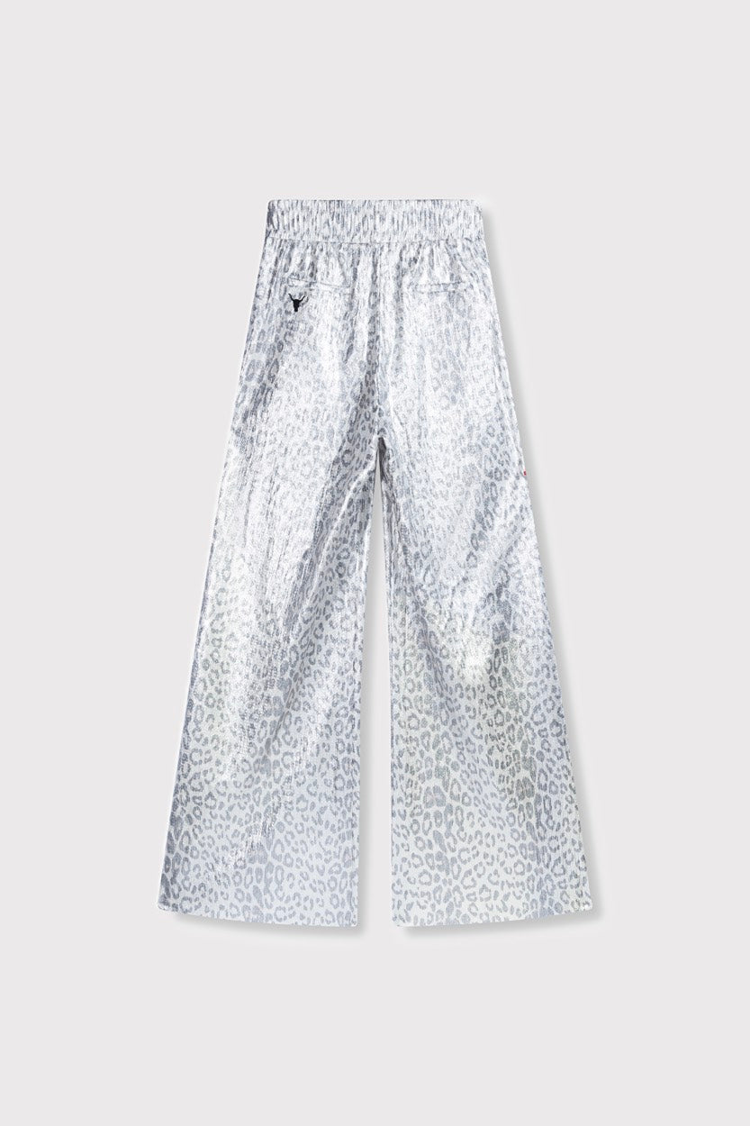Ladeis Knitted Leopord Pant - Zilverkleurig
