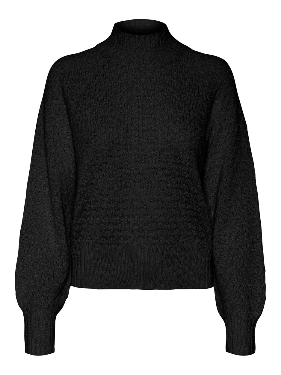 Vmfabulous Bubble Ls Highneck Pull. - Zwart