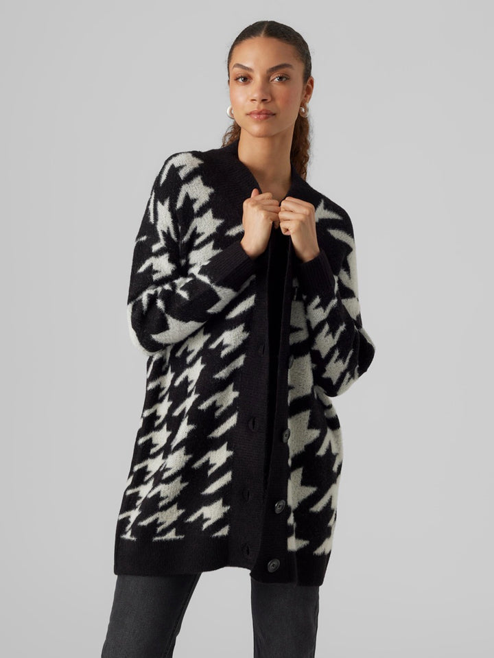 Vmmira Ls V-neck Long Cardigan - Zwart Dessin