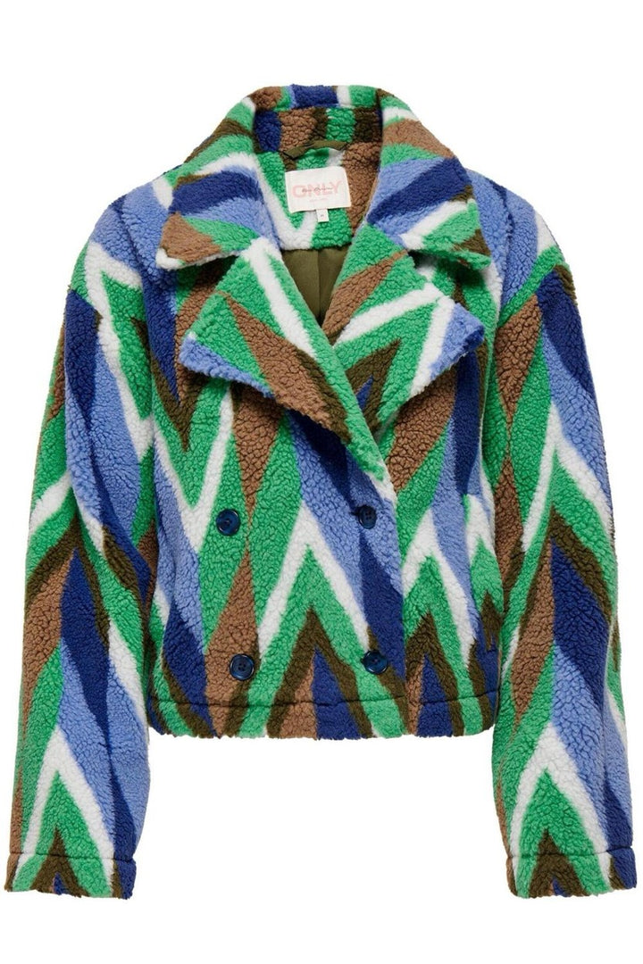 Onlannlo Aop Teddy Jacket Pnt - Groen Dessin