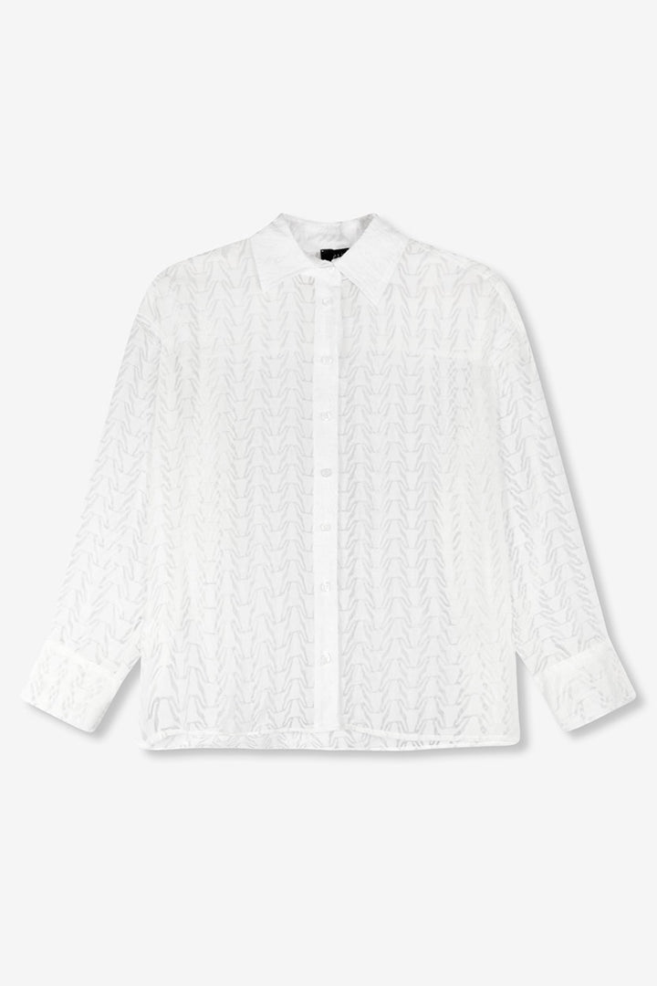 Ladies Woven Bunn Out Blouse - Off-white