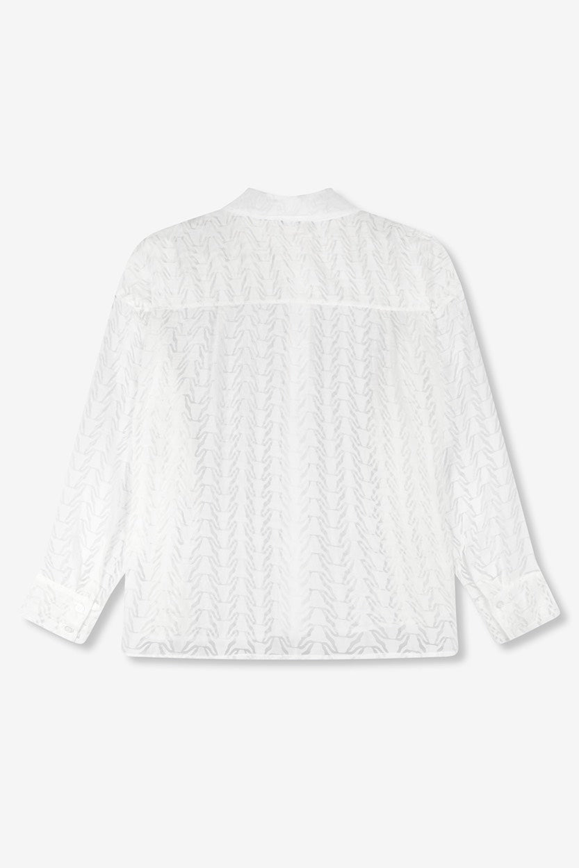 Ladies Woven Bunn Out Blouse - Off-white