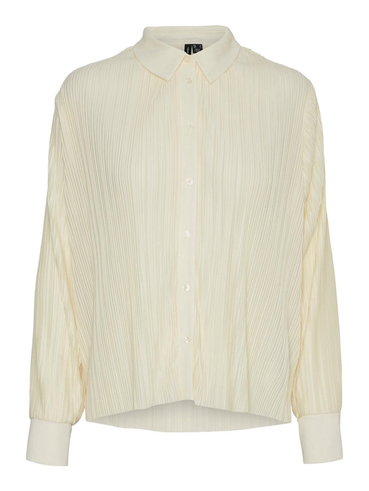 Vmsutton Ls Pleated Shirt - Ecru
