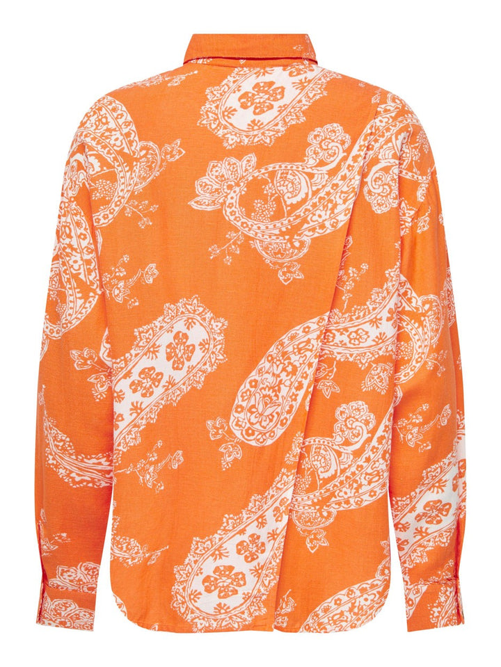 Onlbella Linen L/s Loose Shirt Ptm - Oranje Dessin