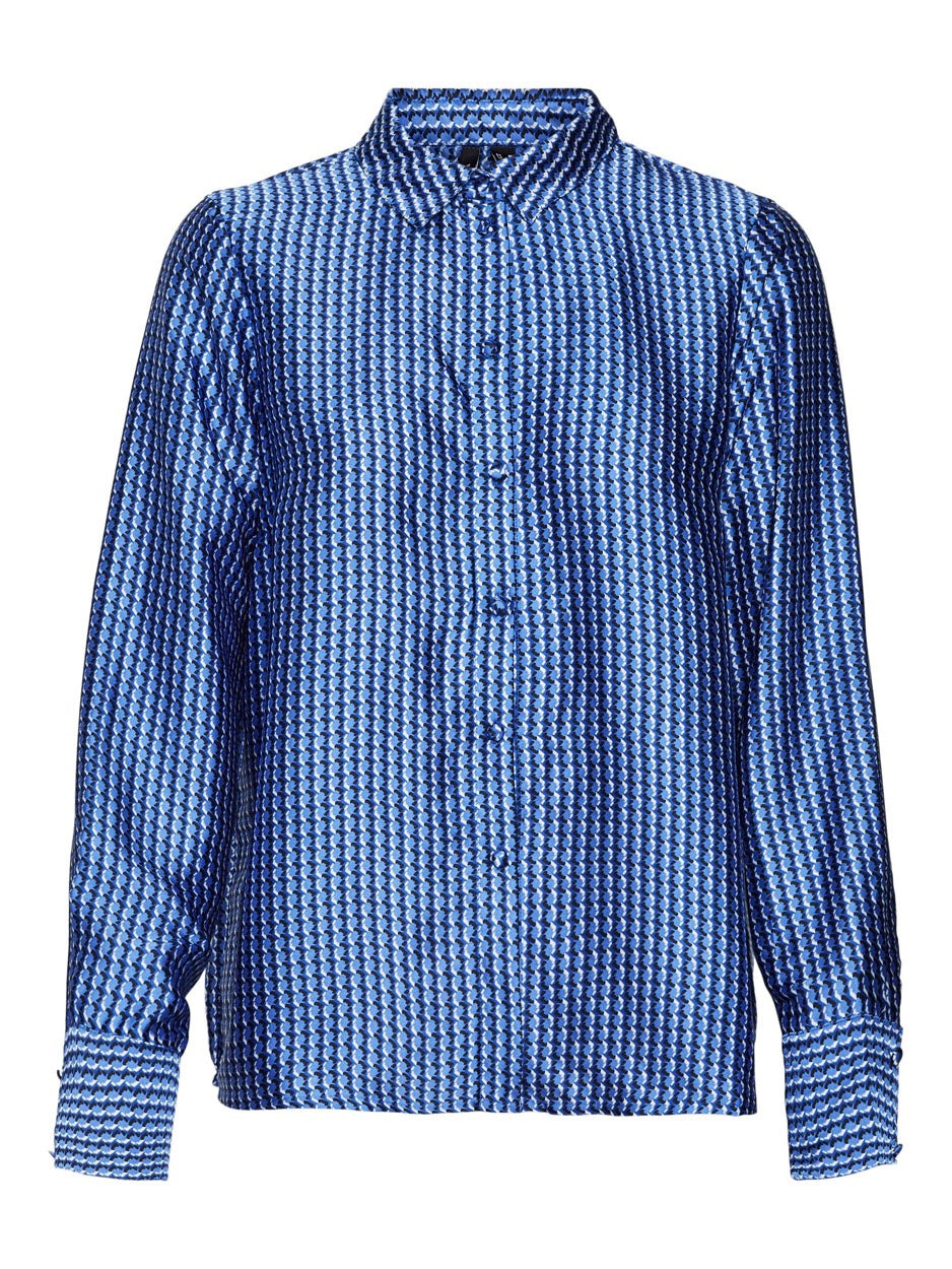 Vmgaya L/s Shirt Wvn Btq - Blauw Dessin