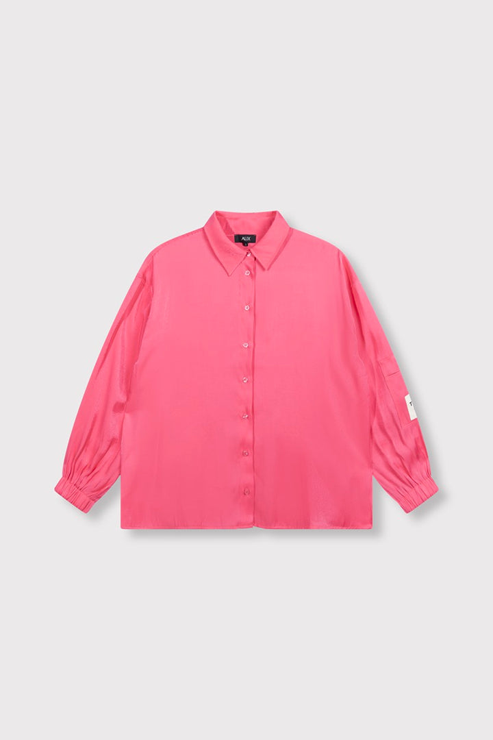 Ladies Woven Satin Blouse - Koraal Rood