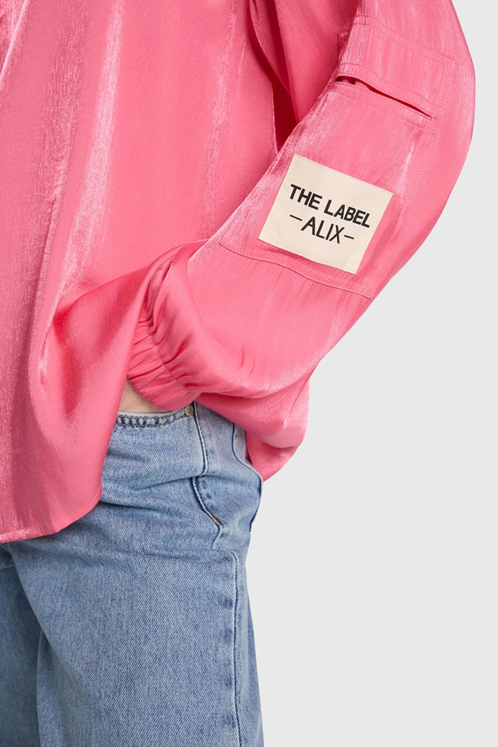 Ladies Woven Satin Blouse - Koraal Rood