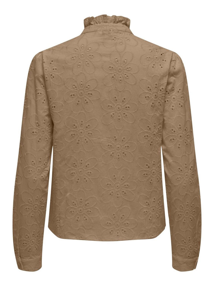 Onlrebecca Boa Emb Frill Shirt Wvn - Bruin