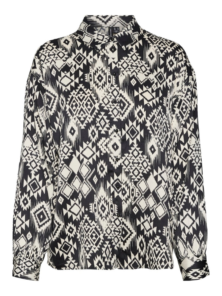 Vmgema Gida L/s Shirt Wvn Btq - Zwart Dessin
