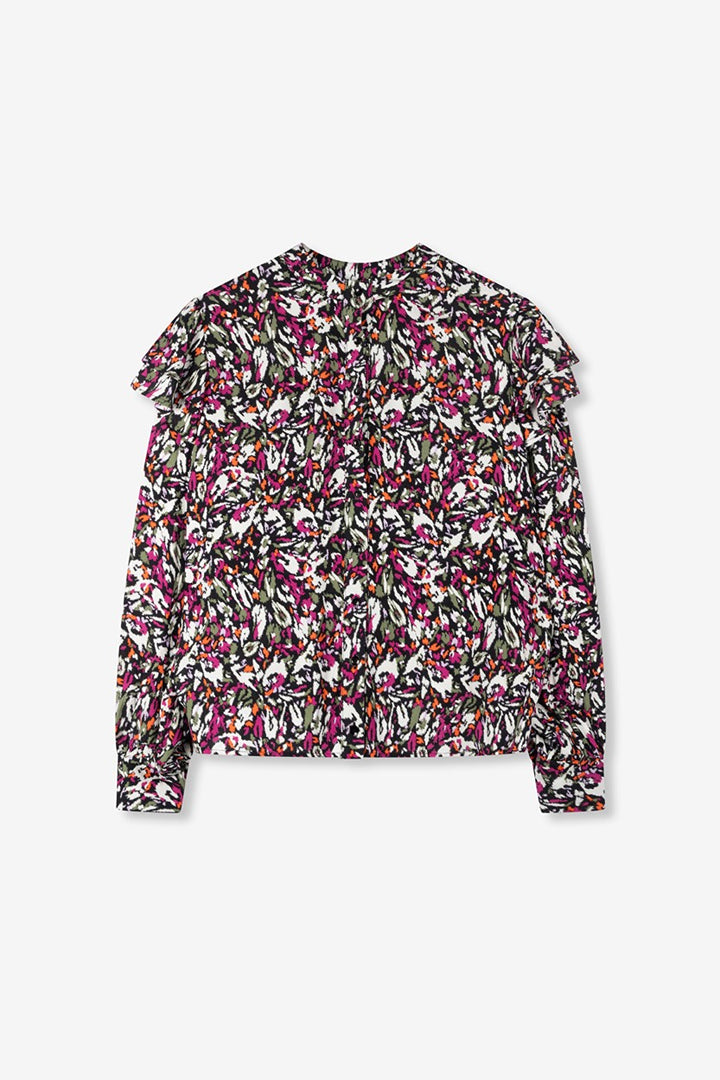 Ladies Woven Blurry Flower Blouse - Multicolor
