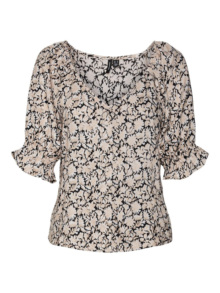 Vmrani 2/4 Shirt Wvn Lcs - Zwart Dessin