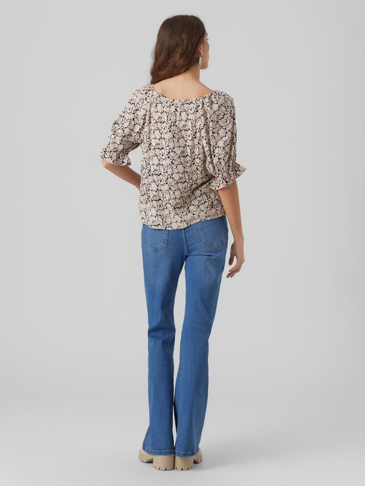 Vmrani 2/4 Shirt Wvn Lcs - Zwart Dessin