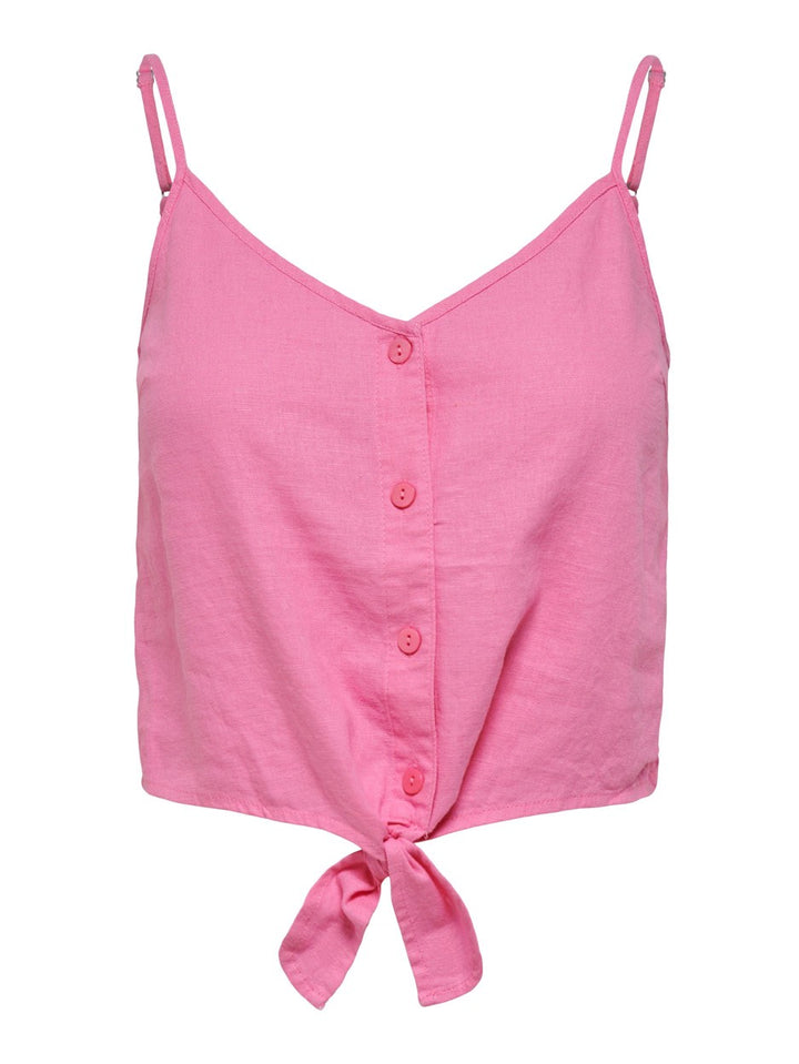 Onlcaro Strap Linen Blend Knot Top - Roze