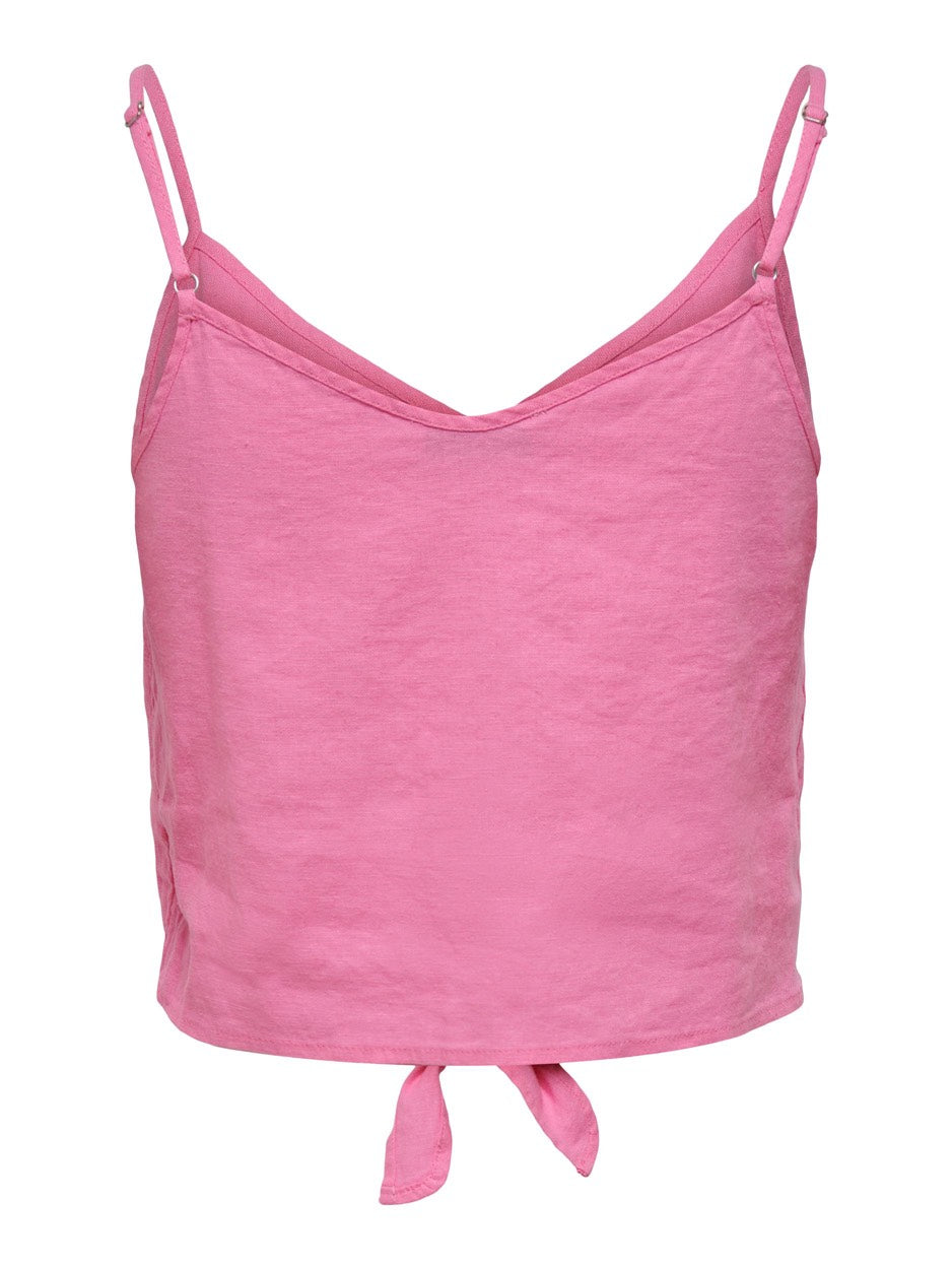 Onlcaro Strap Linen Blend Knot Top - Roze