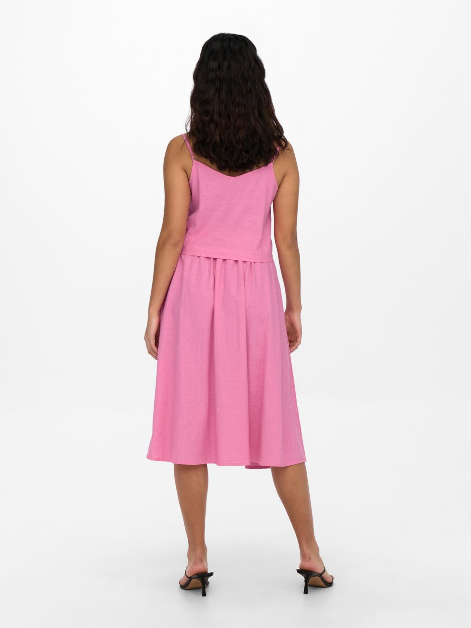 Onlcaro Strap Linen Blend Knot Top - Roze