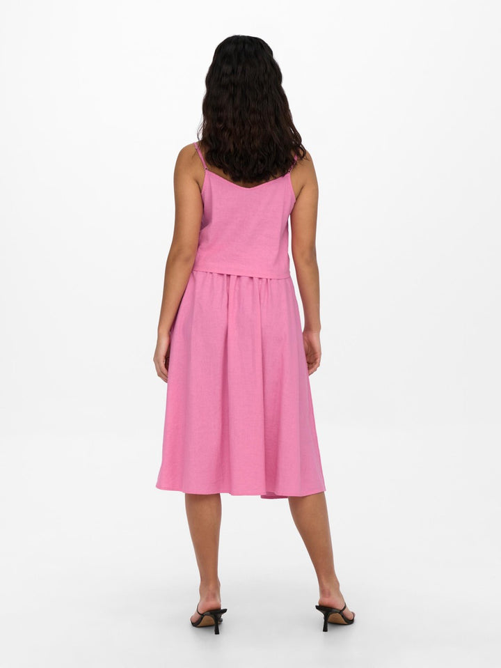 Onlcaro Strap Linen Blend Knot Top - Roze