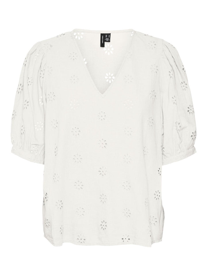 Vmmaja 2/4 V-neck Top Wvn - Wit