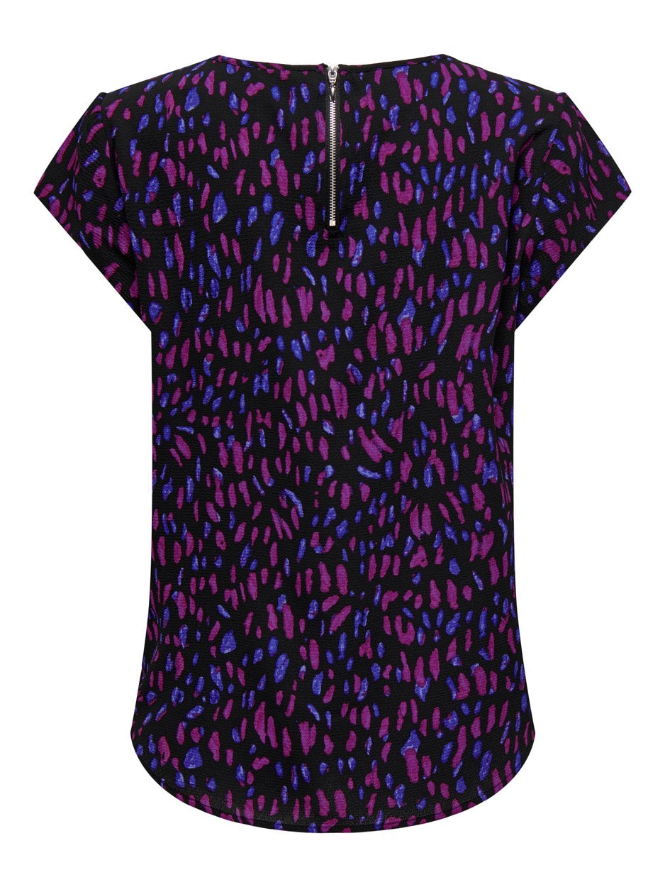 Onlvalerina S/s V-neck Top Cs Ptm - Paars Dessin