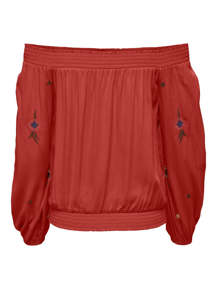 Jdymaui L/s Offshoulder Top Wvn - Roest