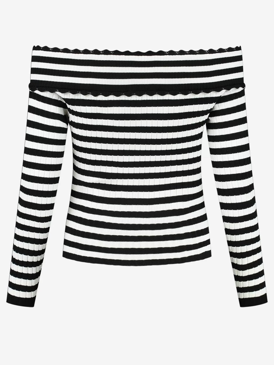 Baytown Button Top - Zwart Dessin