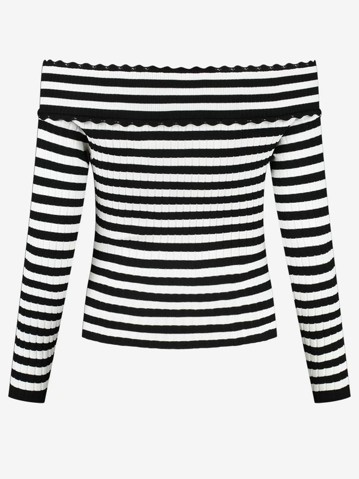 Baytown Button Top - Zwart Dessin