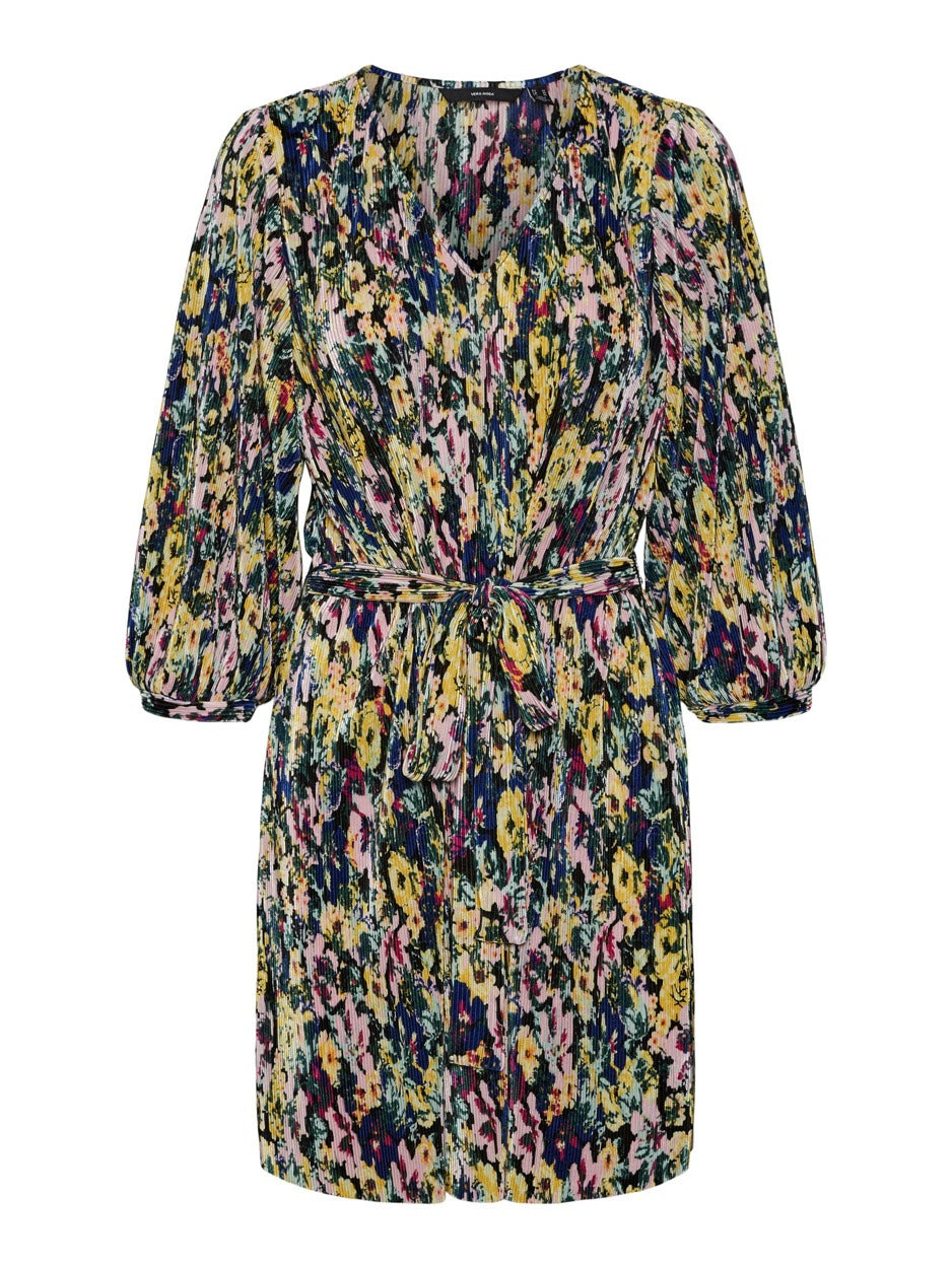 Vmjosy 3/4 Plissé Dress Wvn Btq - Zwart Dessin