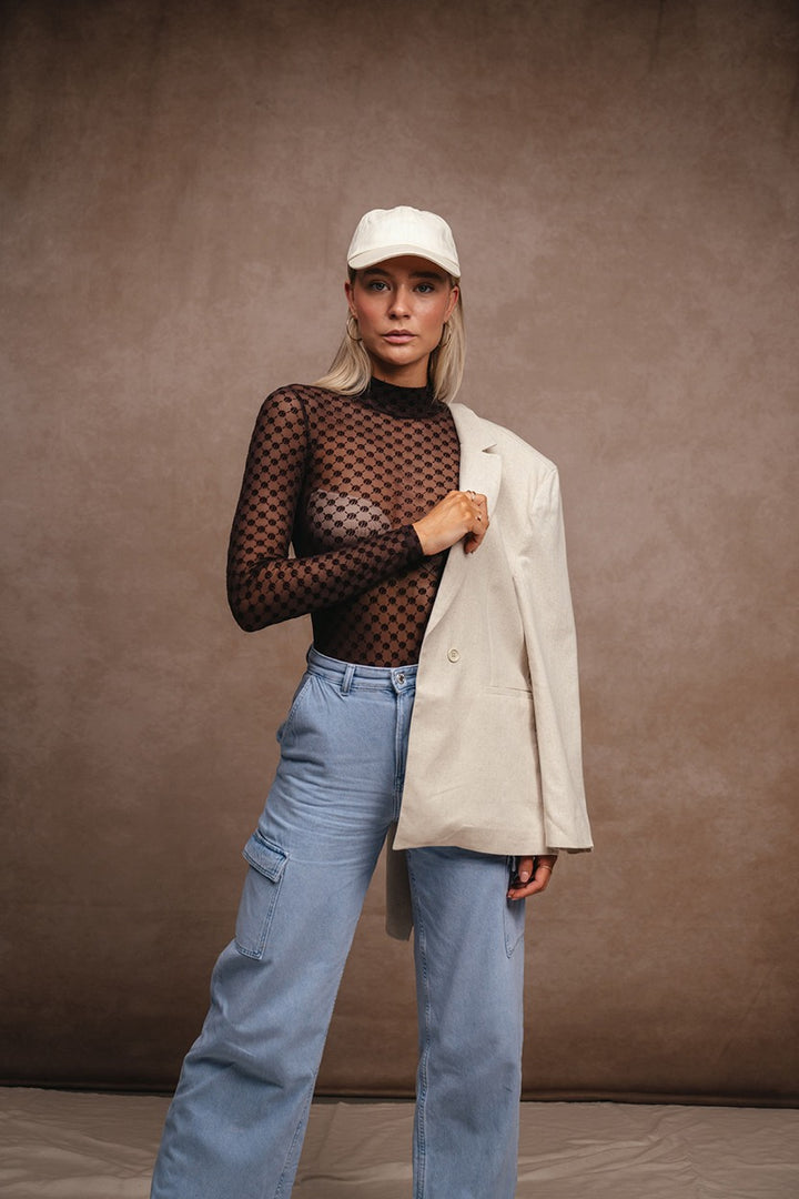 Longsleeve Monogram Bodysuit - Bruin